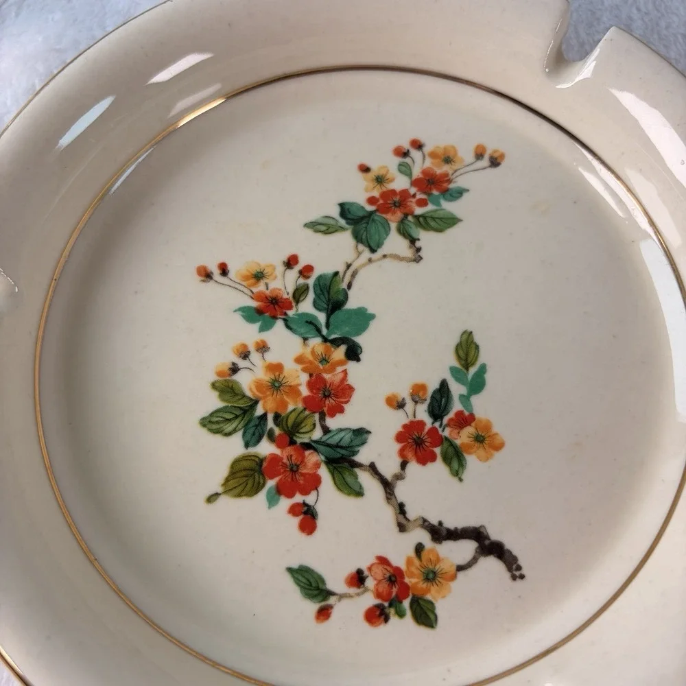 Vintage Ashtray Lot 2 Mid Century Modern Hyalyn Ceramic 118 Anchor Hocking Glass